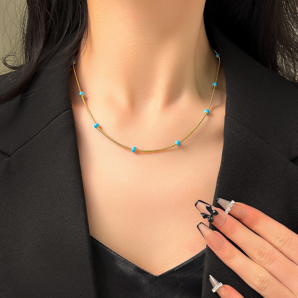 Green Pearl Snake Chain Necklace – INS-Inspired Style