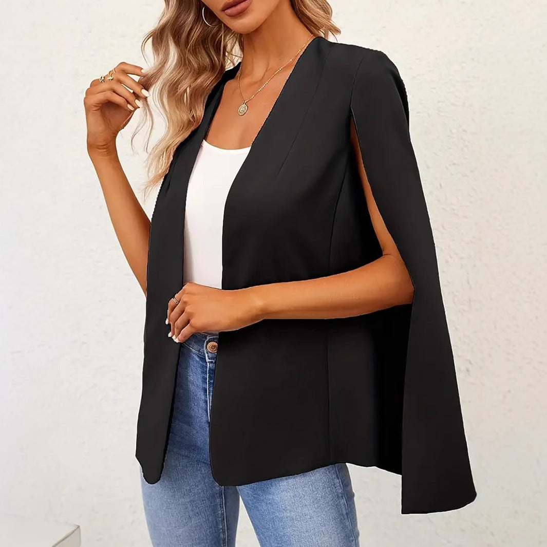 Solid Cloak Cardigan Front Cape Sleeve Small Suit Jacket
