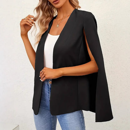 Solid Cloak Cardigan Front Cape Sleeve Small Suit Jacket