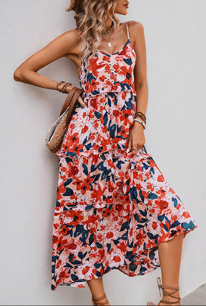 Floral Swing Dress Spaghetti Strap Sundress