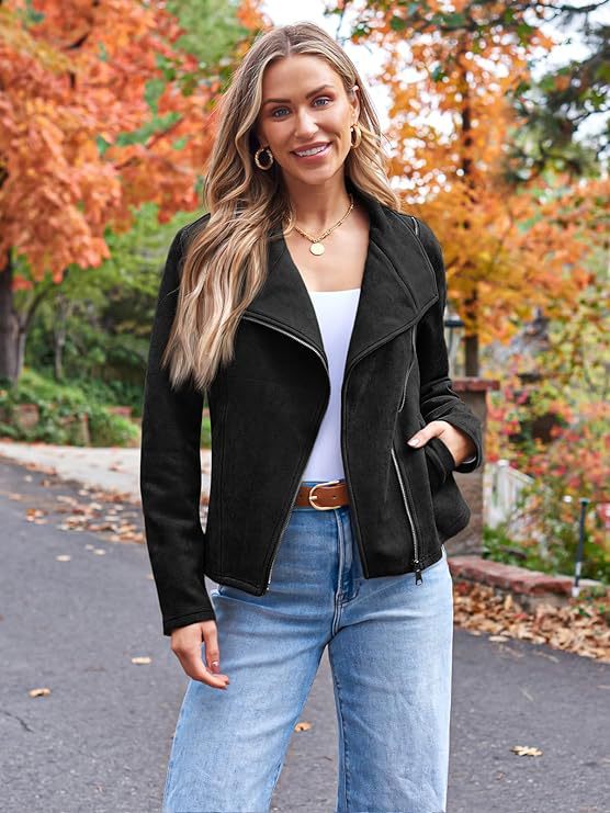 Fashion Casual Short Motorcycle Suede Jacket