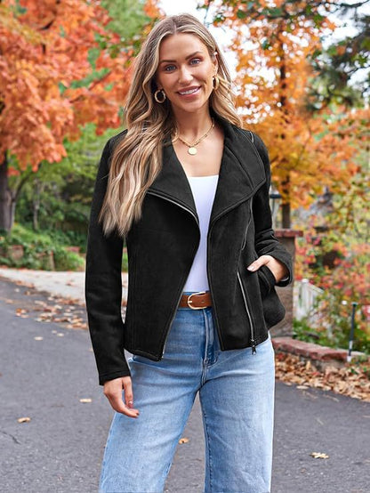 Fashion Casual Short Motorcycle Suede Jacket