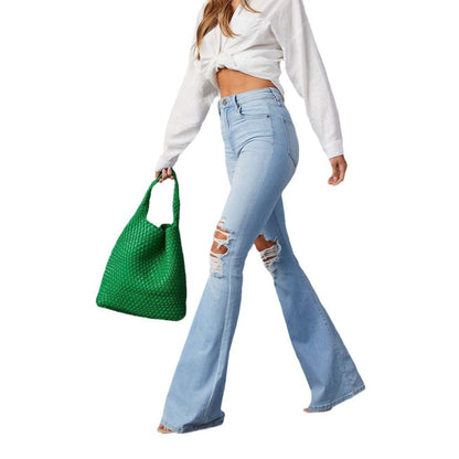 Light Blue High-Waist Denim Trousers