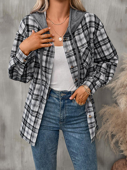 Loose Fit Plaid Button Down Shirt