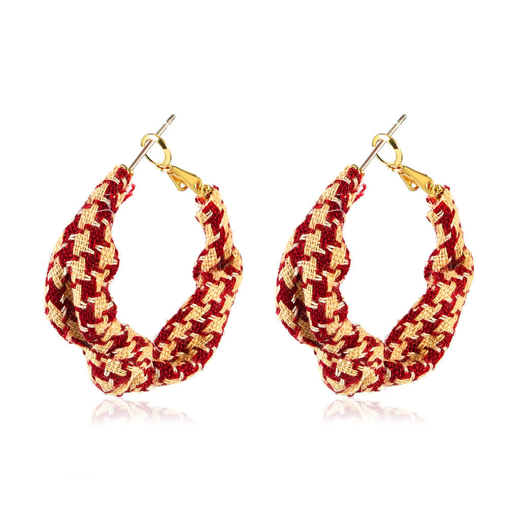 Vintage French Houndstooth Fabric Earrings
