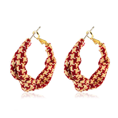 Vintage French Houndstooth Fabric Earrings