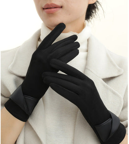 Fleece-Lined Bow Winter Gloves