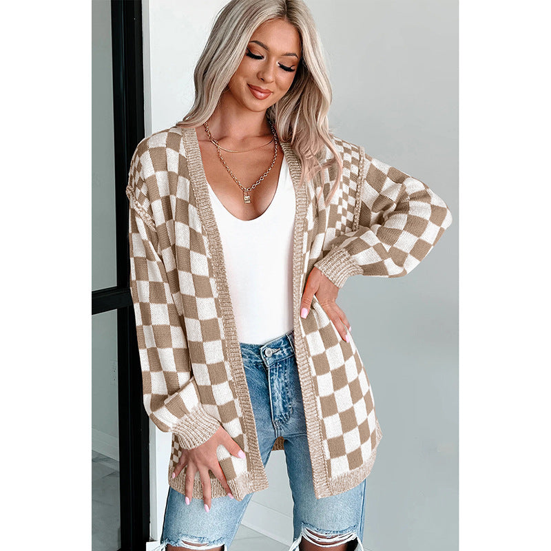 Plaid Acrylic Cardigan