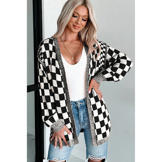 Plaid Acrylic Cardigan