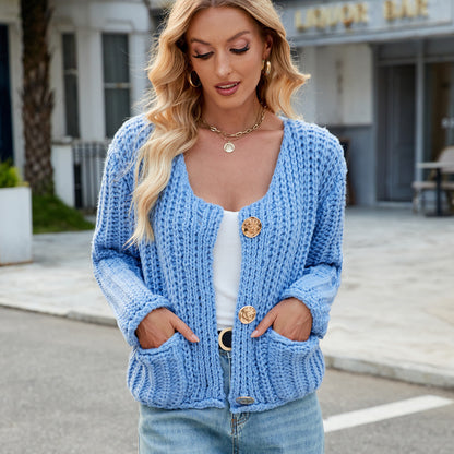 V-neck Three-button Sleeveless Cardigan