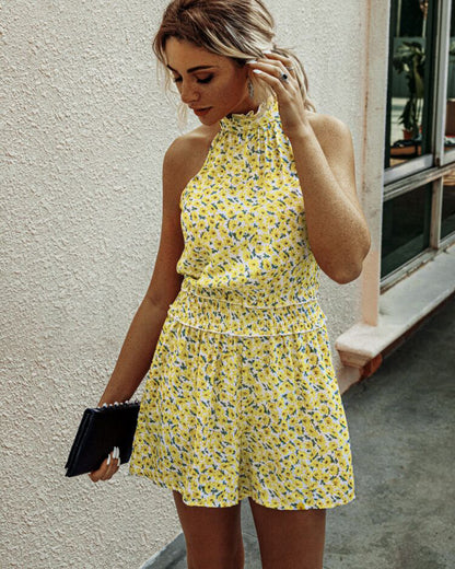 Floral Halter Strapless Women's Jumpsuit