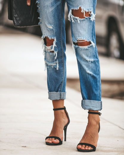 Ripped Jeans Street Style Denim Trousers