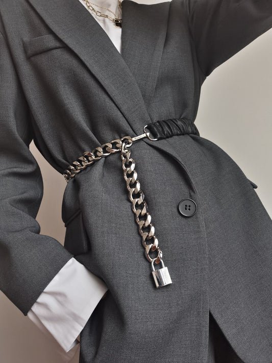Belt Chain Stitching Elastic Waist With