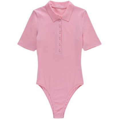 Polo Neck Short Sleeve One-Piece T-Shirt
