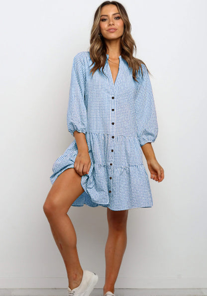 Plaid Spliced Midi Dress – Light Summer Style