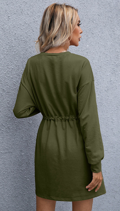 Women's Elegant Round Neck Long Sleeve Loose Dress