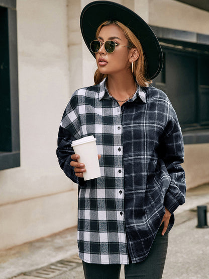 Single-Breasted Plaid Shirt Jacket