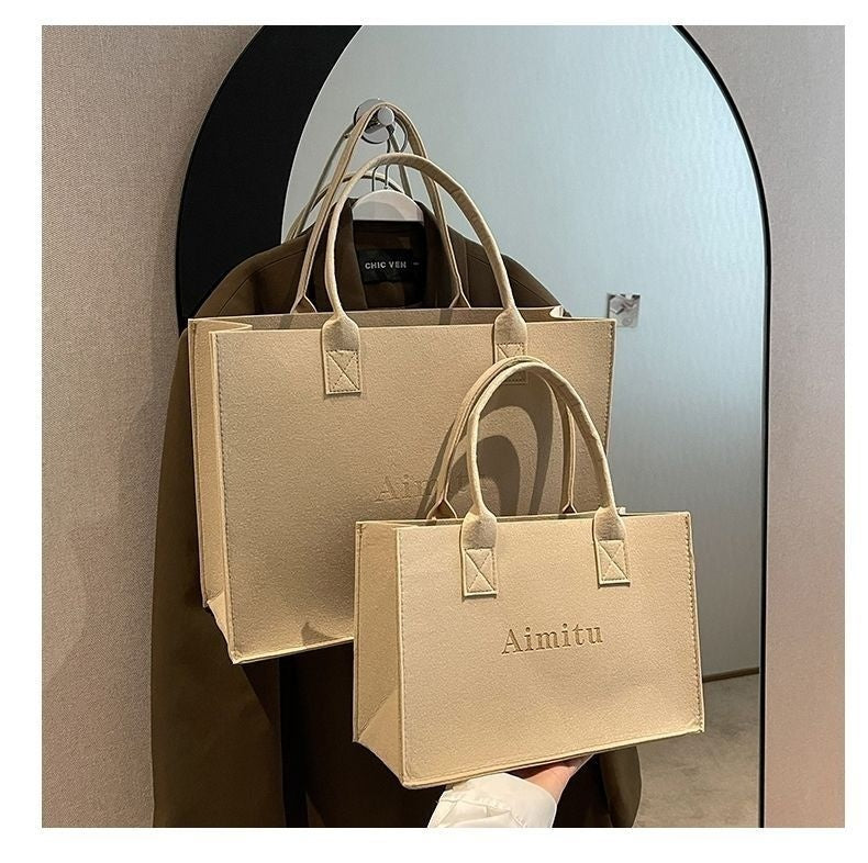 Large Capacity Travel Felt Tote Bag Stylish & Portable Gift Bag