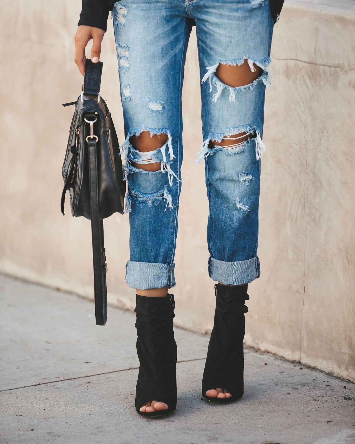 Ripped Jeans Street Style Denim Trousers