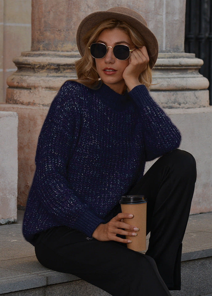 Round Neck Bright Sweater Soft Lamb hair