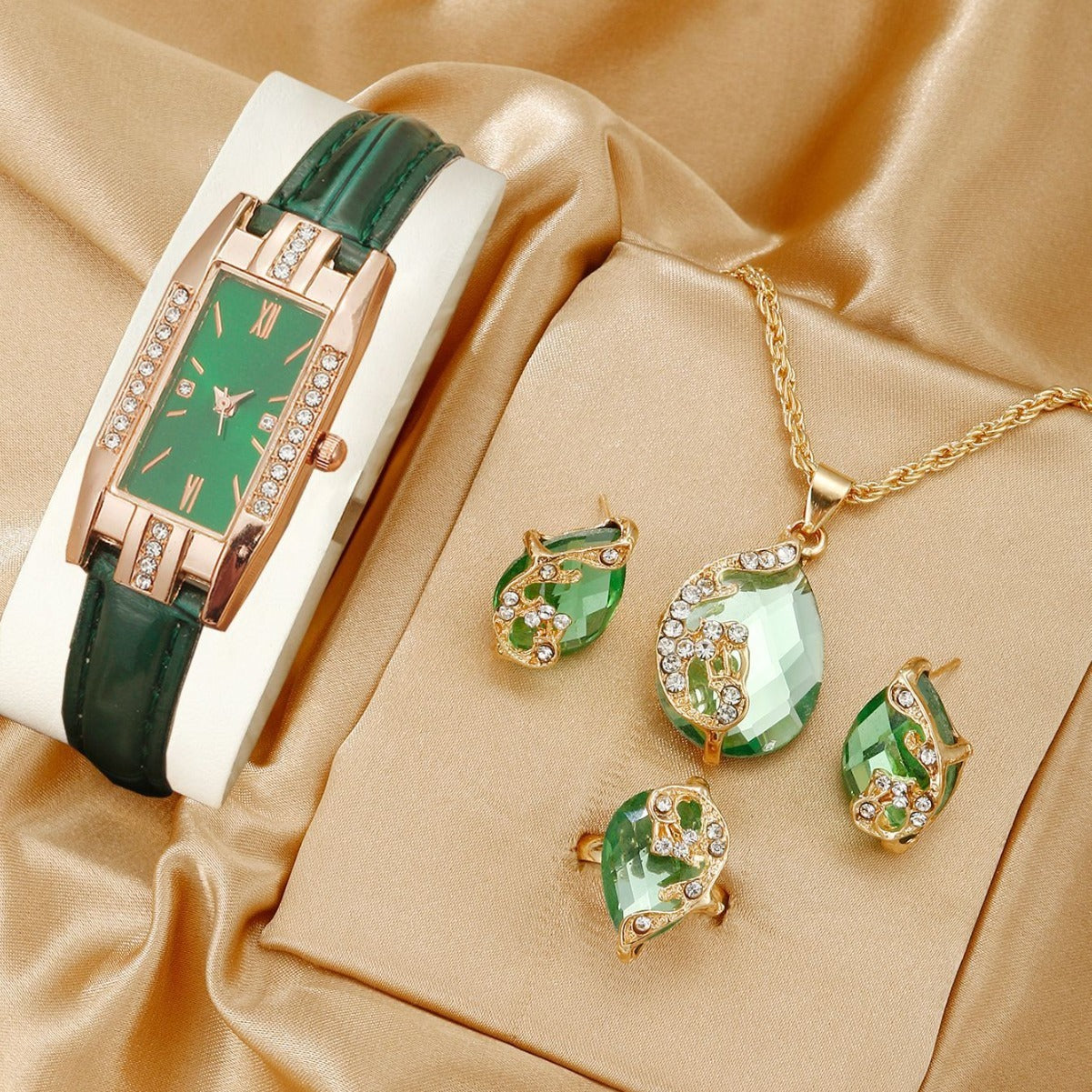 Leather Strap Quartz Watch Set
