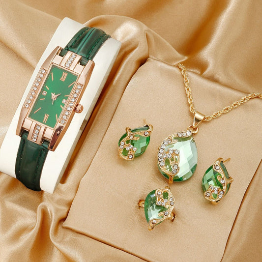 Leather Strap Quartz Watch Set