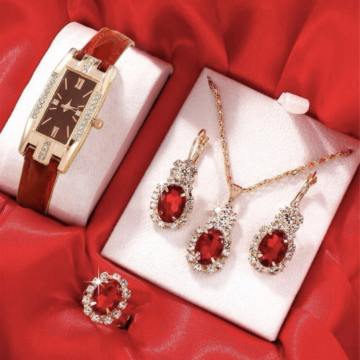 Leather Strap Quartz Watch Set