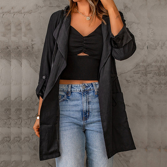 Drawstring Hooded Longline Jacket