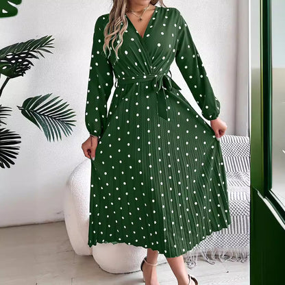 High-Waist Pleated Dot Skirt – Trendy Street Fashion