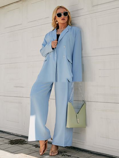 Blue Commuter Blazer Waist-Cinched Suit