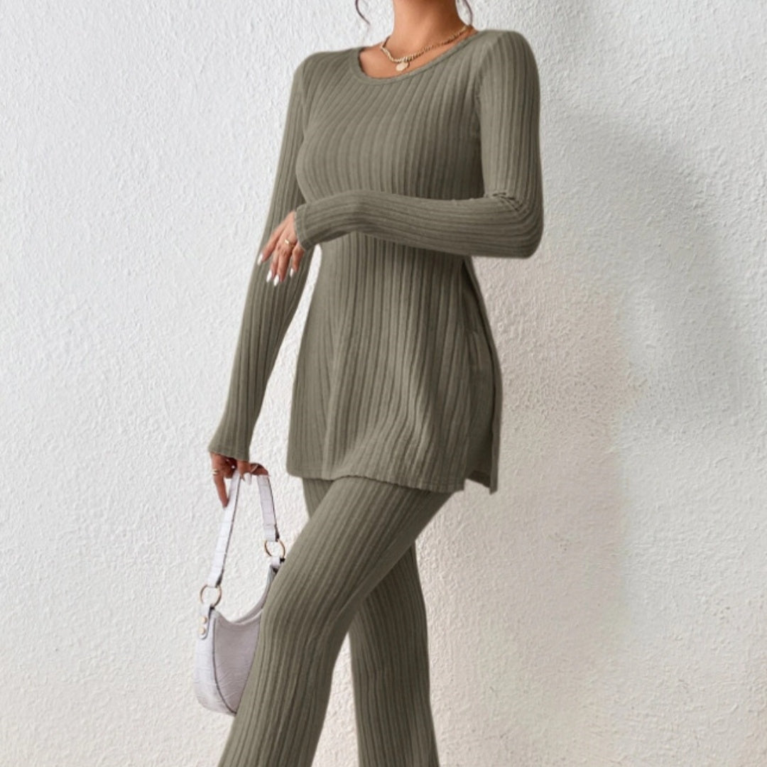 Solid Polyester Outfit Casual Slim Elegant