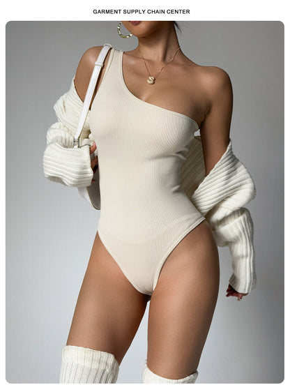 One-piece One-shoulder Fitness Seamless Yoga Bodysuit