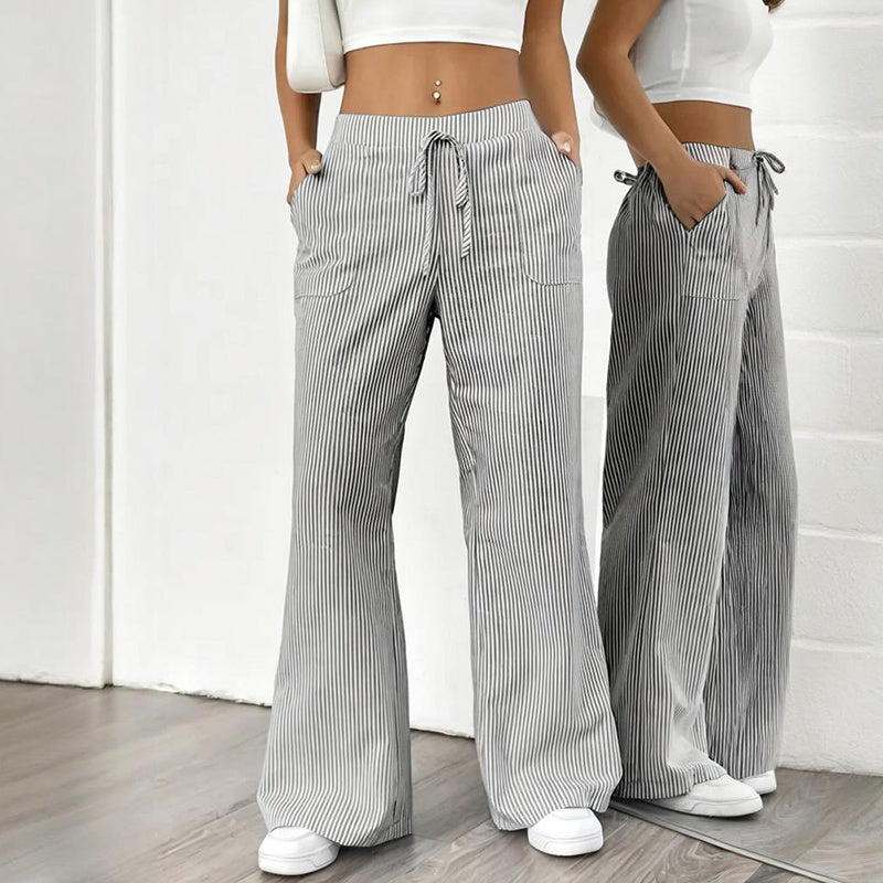 Striped Wide Leg Drawstring Pants – Summer Comfort Relax