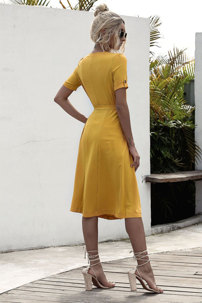 Lace-Up Button Dress