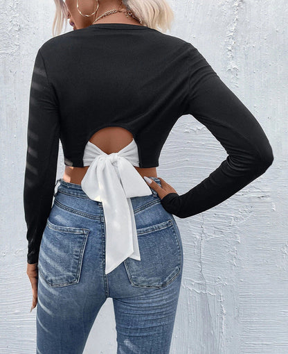 Round Neck Long Sleeve Pullover Top