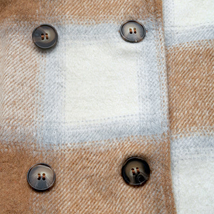 Mid-Length Plaid Coat Double-Breasted Suit Collar Jacket
