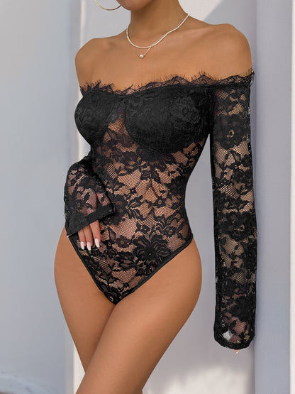 Long Sleeve Bodysuit Collared Elegant One-Piece