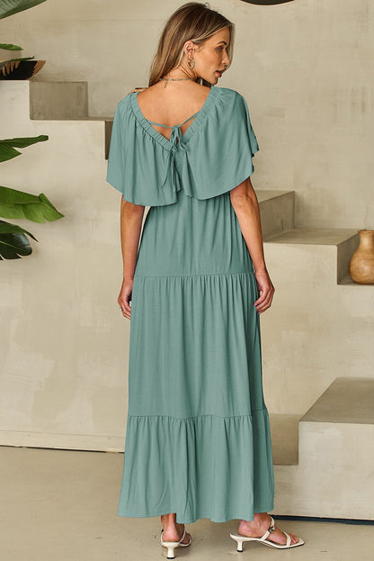 Waist-Tight Frill Short Sleeve Dress