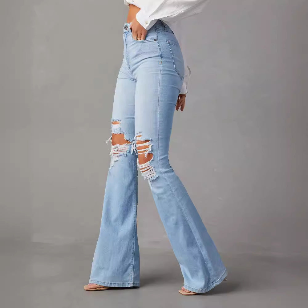 Light Blue High-Waist Denim Trousers