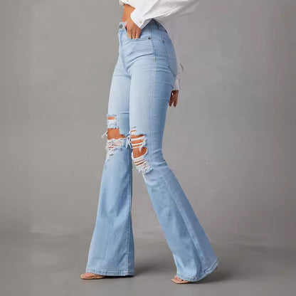 Light Blue High-Waist Denim Trousers