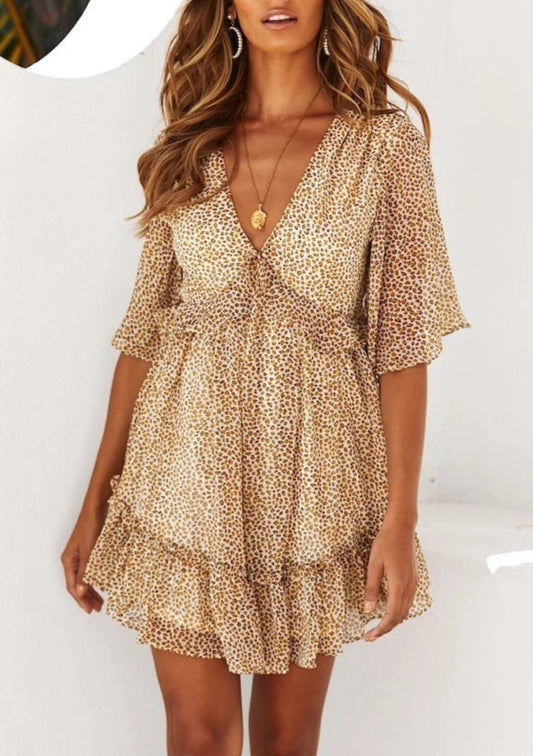 Backless Leopard Polka Dot Dress Sleeveless