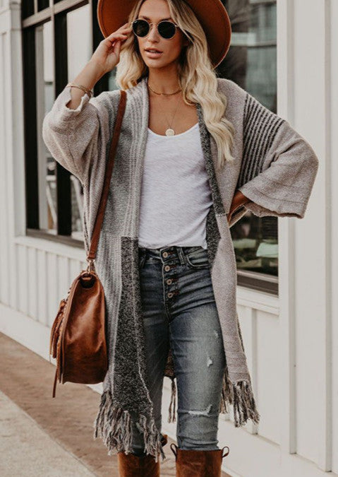 Tassel Sweater Shoulder Knit Cardigan
