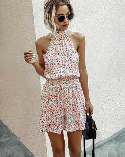Floral Halter Strapless Women's Jumpsuit