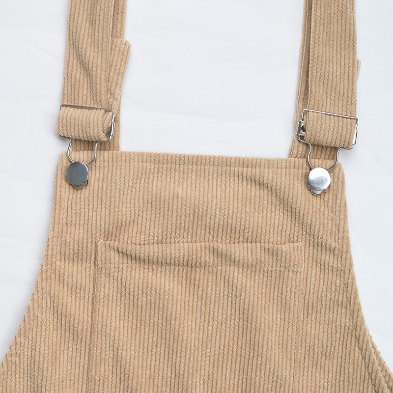 European & American Style Solid Color Casual Suspender Skirt