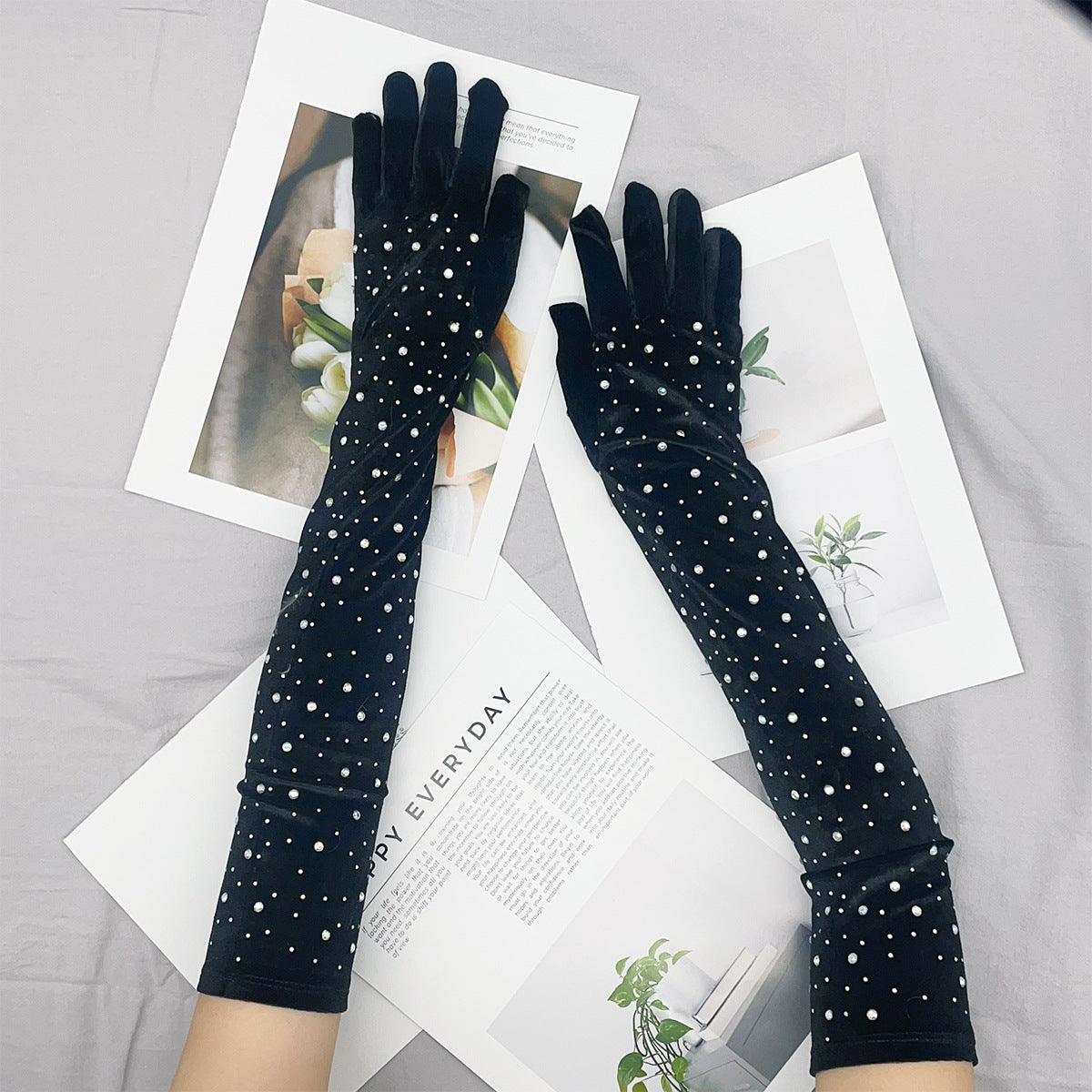 Warm Gold Velvet Winter Gloves