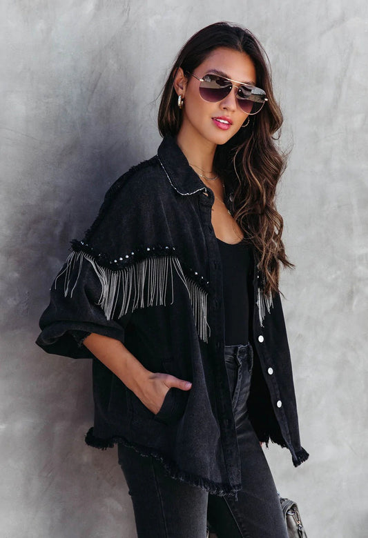 Heavy Chain Rivet Jacket Street Single-Breasted