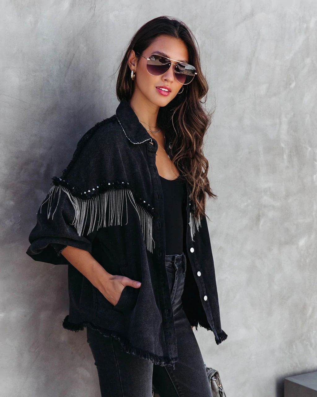 Heavy Chain Rivet Jacket Street Single-Breasted