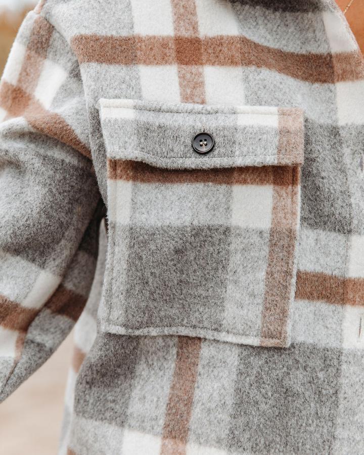 Plaid Flannel Woolen Shirt Button-Up Long Sleeve