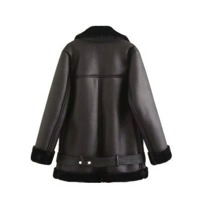 Trendy Leather Jacket with Belt Stylish