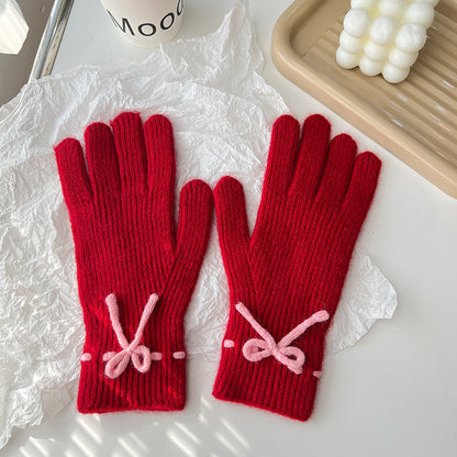 Bow Knit Warm Winter Gloves